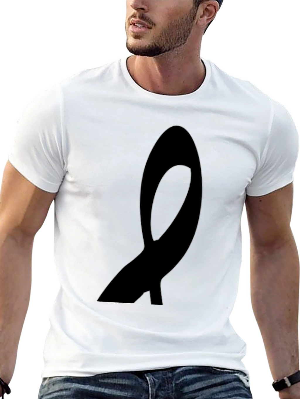 Black Ribbon Graphic Tee - Awareness Support T-Shirt