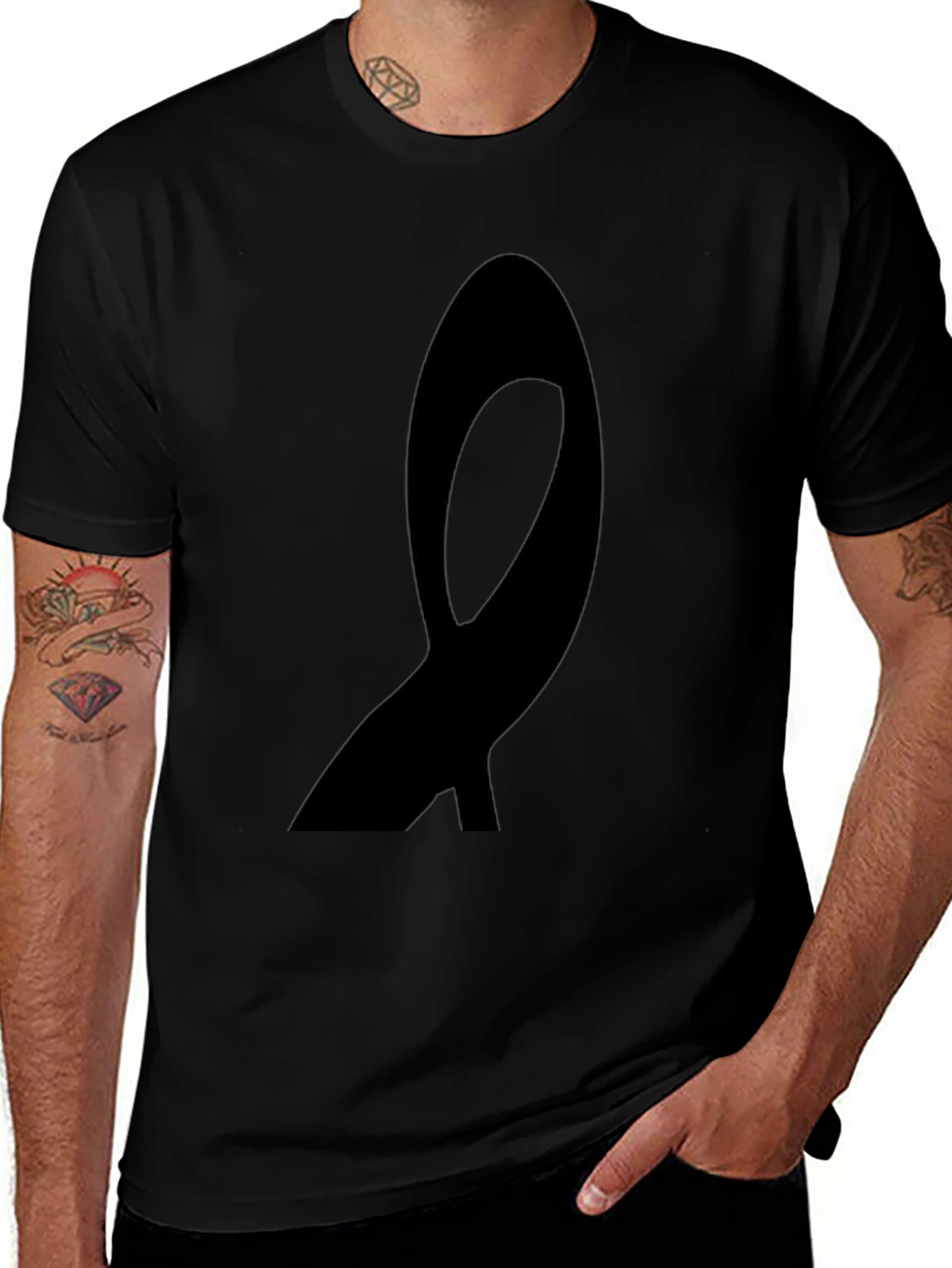 Black Ribbon Graphic Tee - Awareness Support T-Shirt
