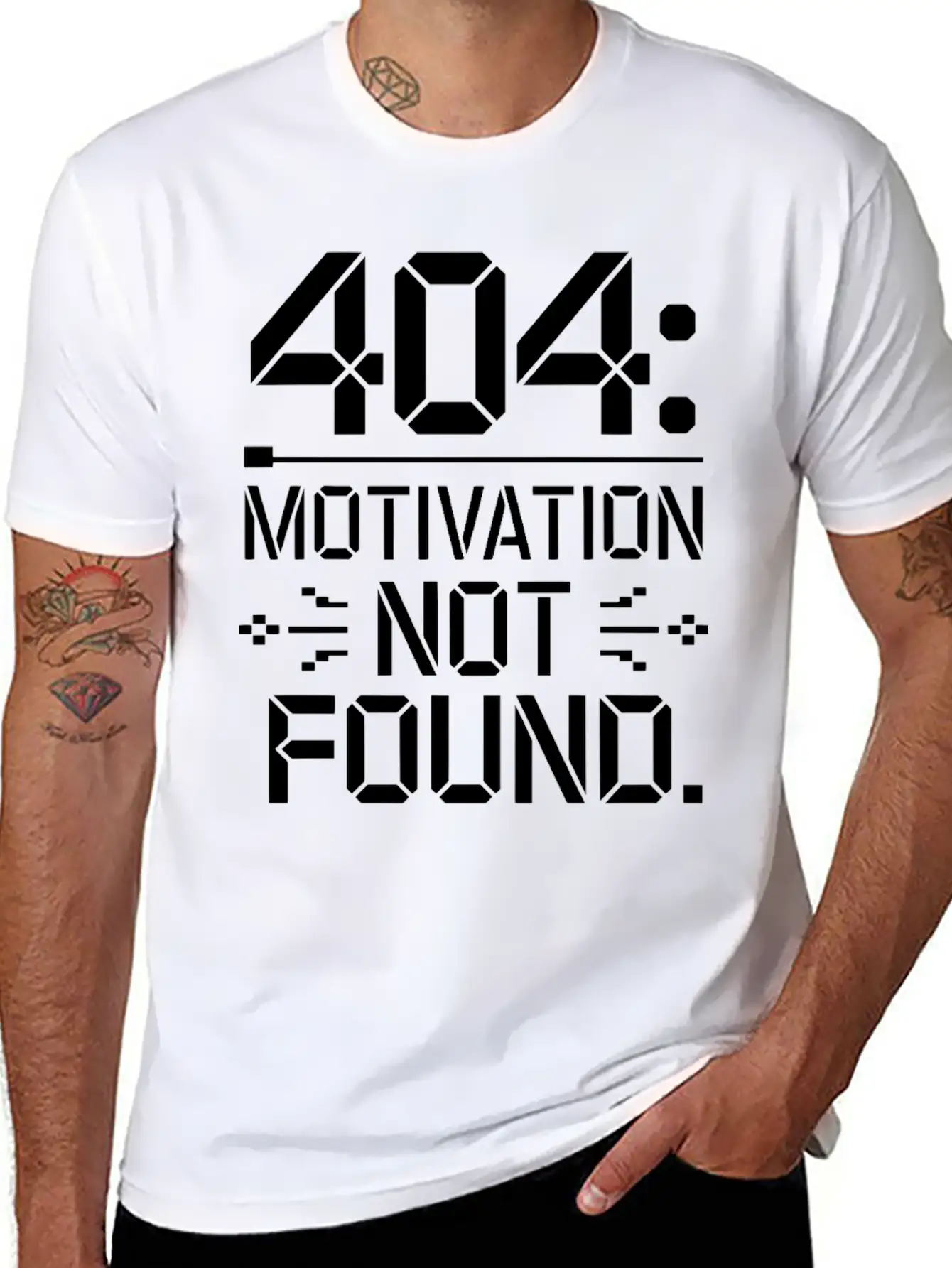 404 Motivation Not Found - Funny Work Life Tee Breathable Graphic T-Shirt – Perfect For Casual Days
