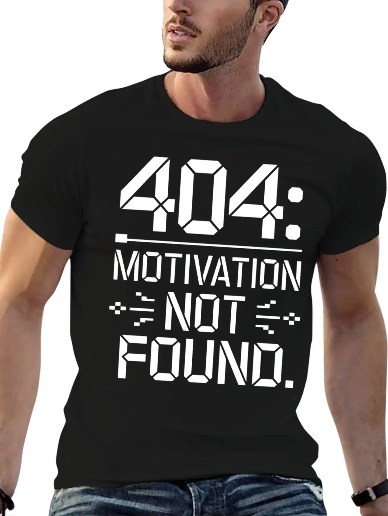 404 Motivation Not Found - Funny Work Life Tee Breathable Graphic T-Shirt – Perfect For Casual Days