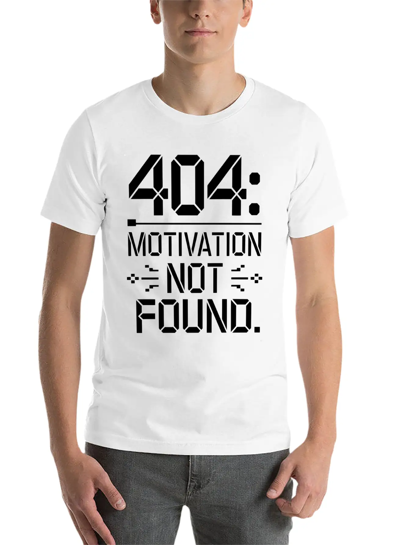 404 Motivation Not Found - Funny Work Life Tee Breathable Graphic T-Shirt – Perfect For Casual Days