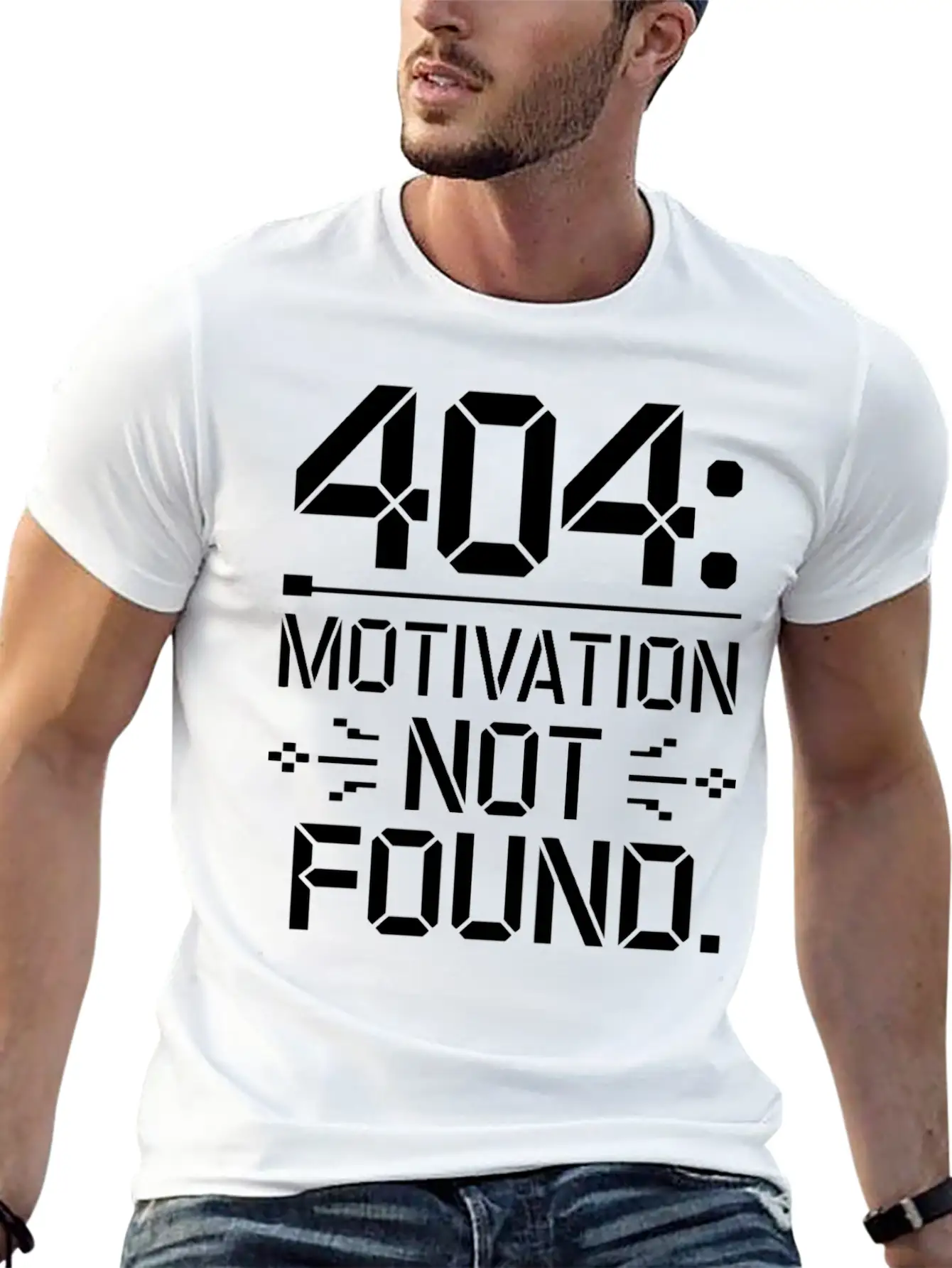 404 Motivation Not Found - Funny Work Life Tee Breathable Graphic T-Shirt – Perfect For Casual Days