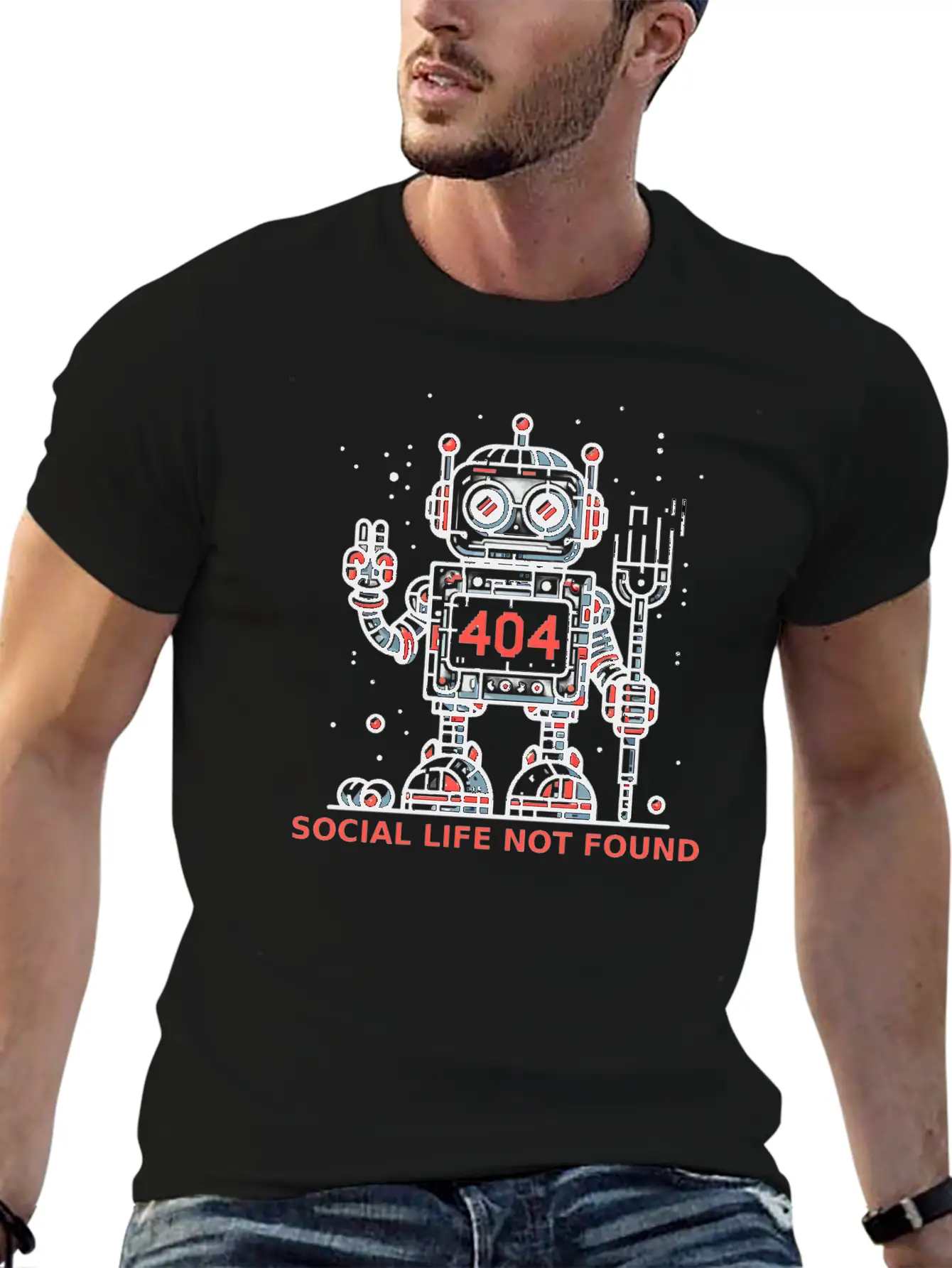 404: Social Life Not Found Relaxed Everyday Tee – Lightweight And Durable Cotton