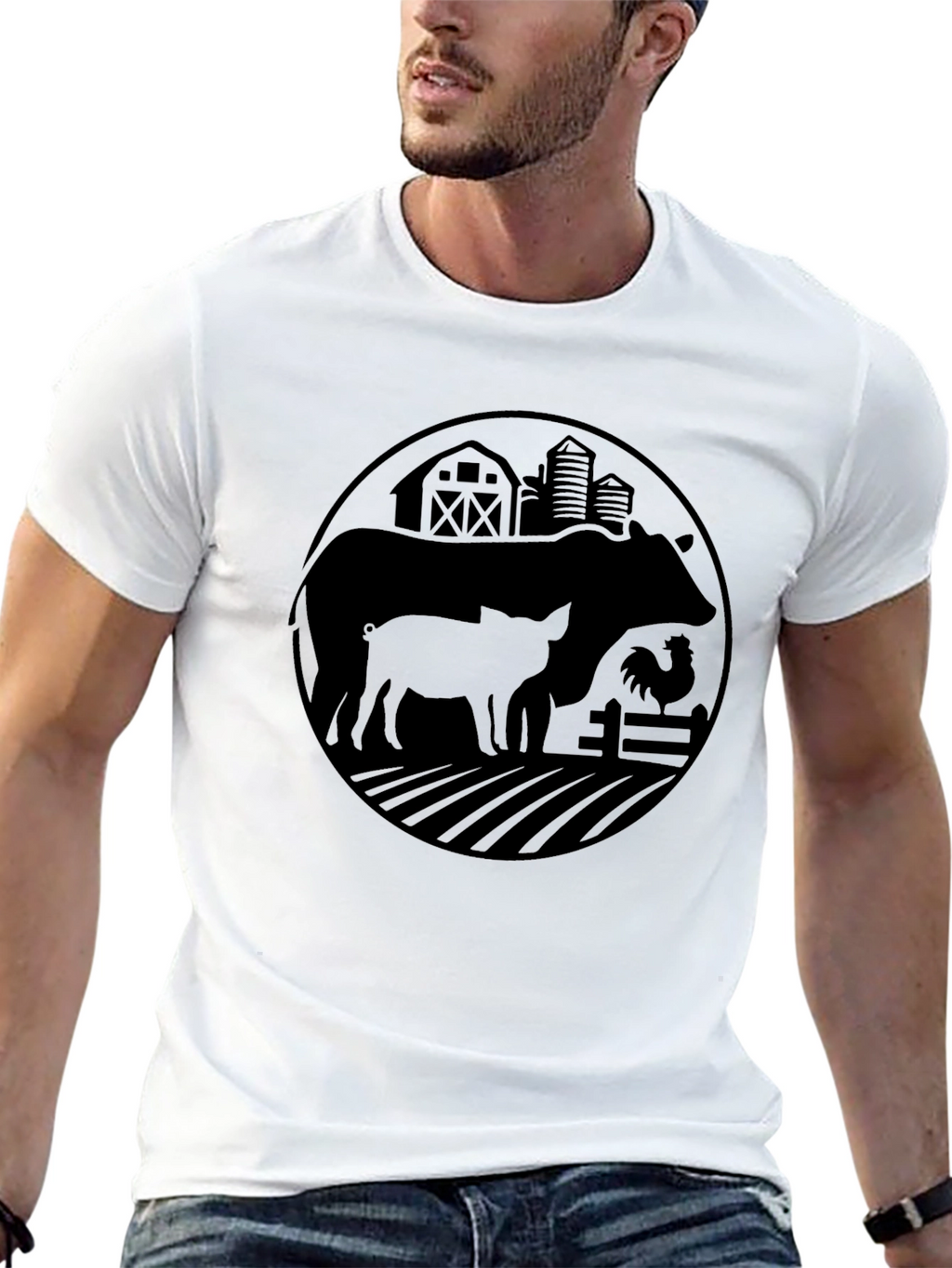 Farm Life Graphic Tee - Black Cotton T-Shirt