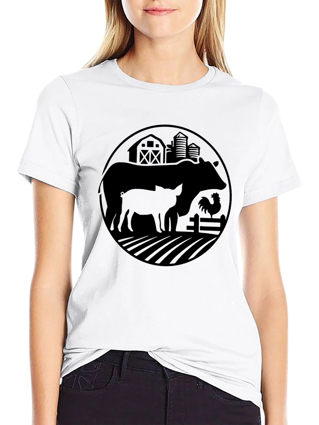 Farm Life Graphic Tee - Black Cotton T-Shirt
