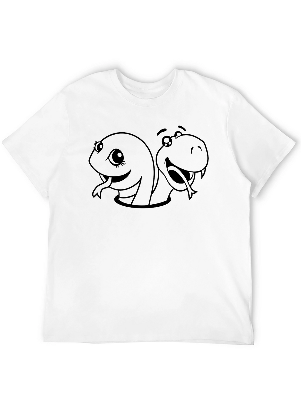 Cartoon Snakes Graphic Black T-Shirt