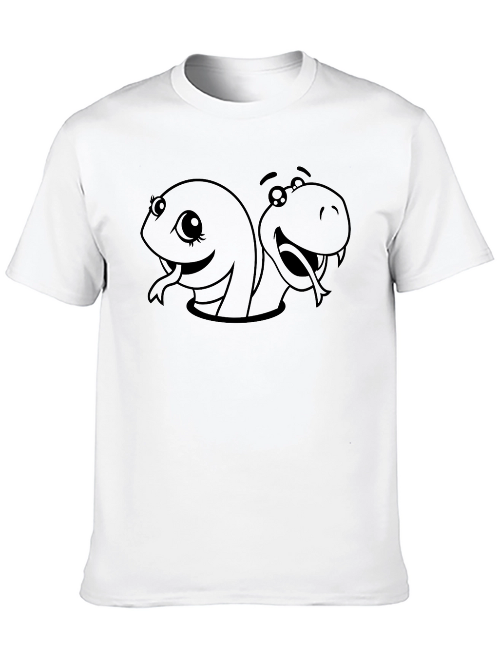 Cartoon Snakes Graphic Black T-Shirt