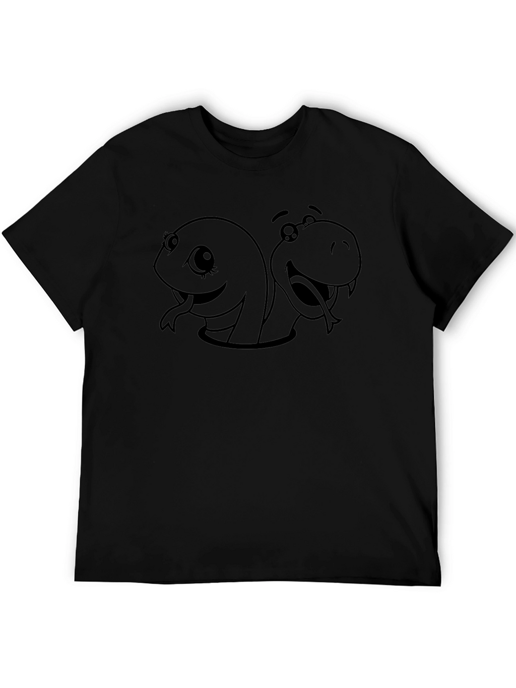 Cartoon Snakes Graphic Black T-Shirt