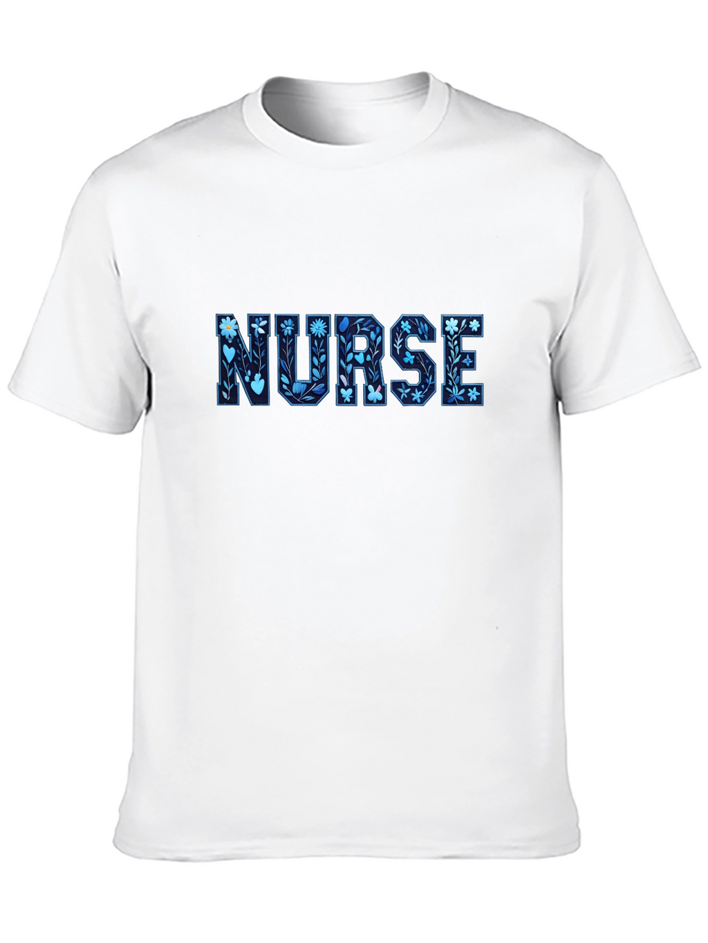 Floral Nurse T-Shirt - Black Cotton Tee