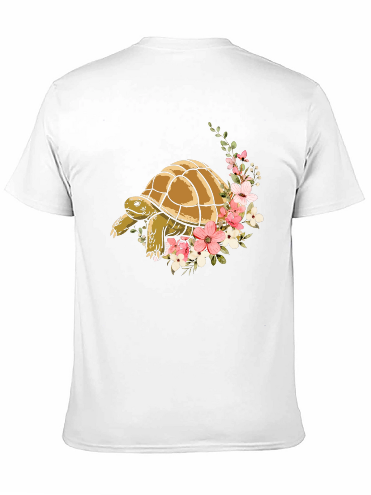 Turtle & Floral Graphic Tee - Stylish Mens Black T-Shirt