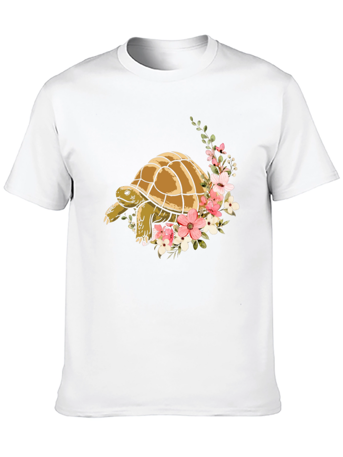Turtle & Floral Graphic Tee - Stylish Mens Black T-Shirt