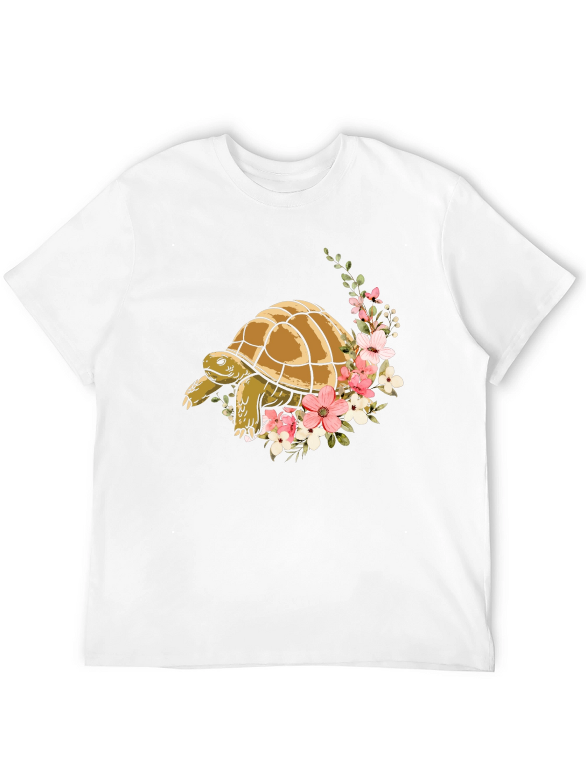 Turtle & Floral Graphic Tee - Stylish Mens Black T-Shirt