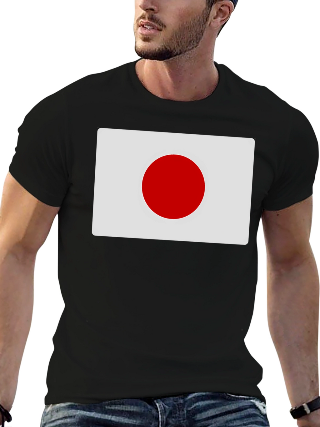 Japan Flag Graphic Tee - Black Cotton T-Shirt
