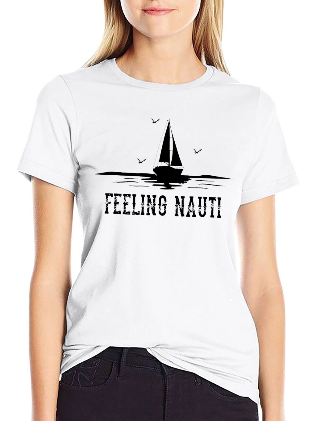 Feeling Nauti Sailboat Graphic Tee - Black