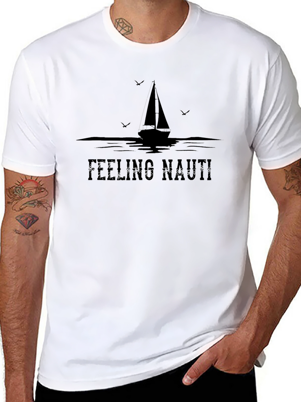 Feeling Nauti Sailboat Graphic Tee - Black