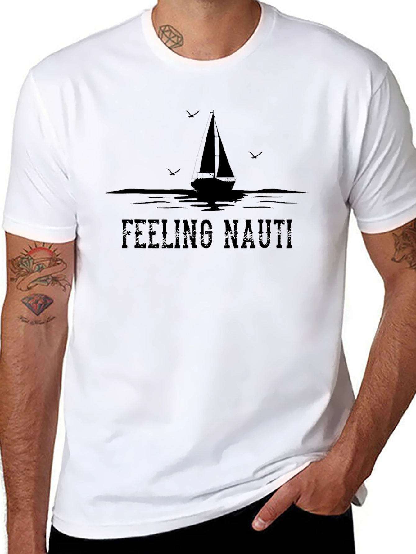 Feeling Nauti Sailboat Graphic Tee - Black