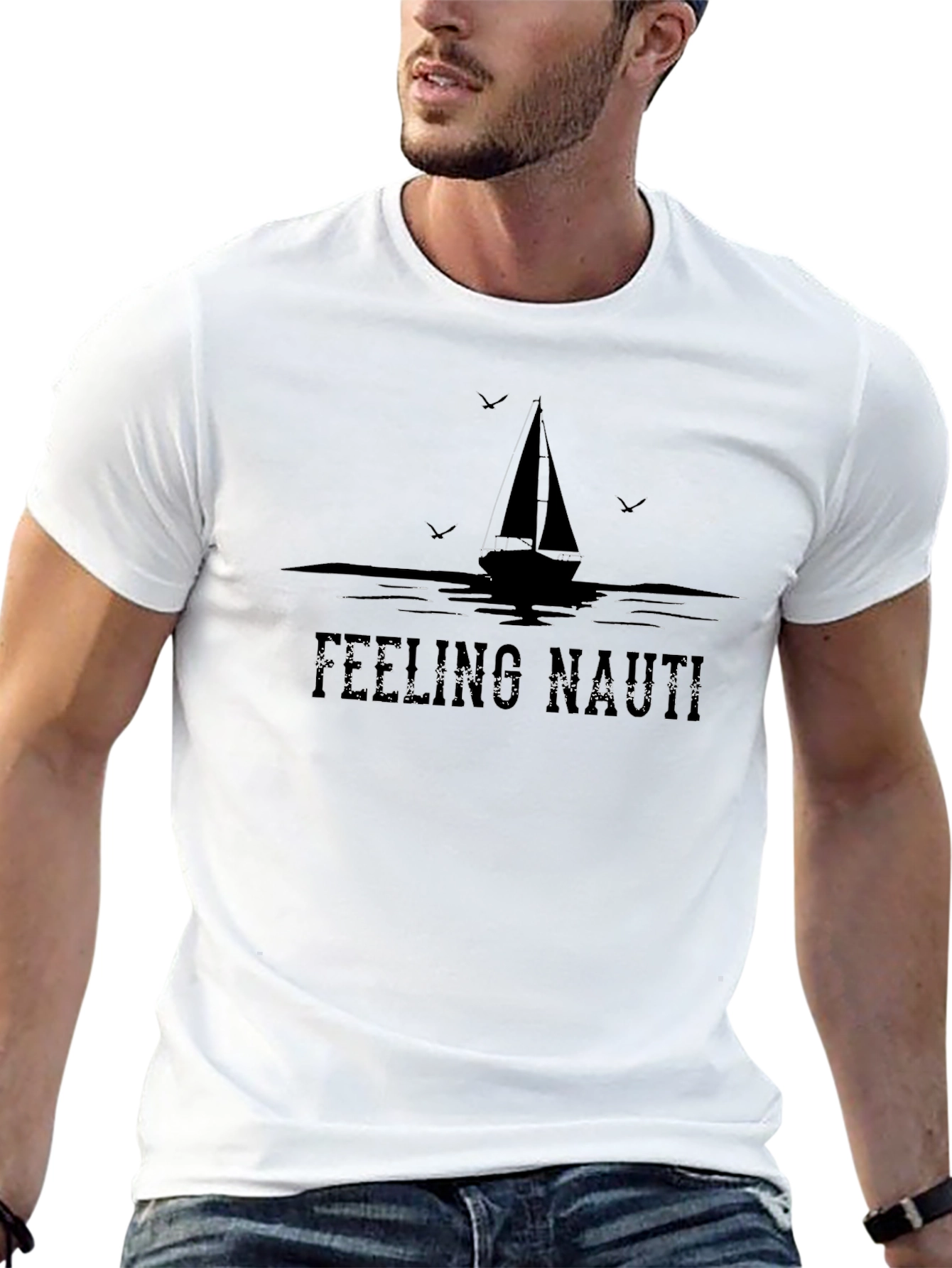 Feeling Nauti Sailboat Graphic Tee - Black