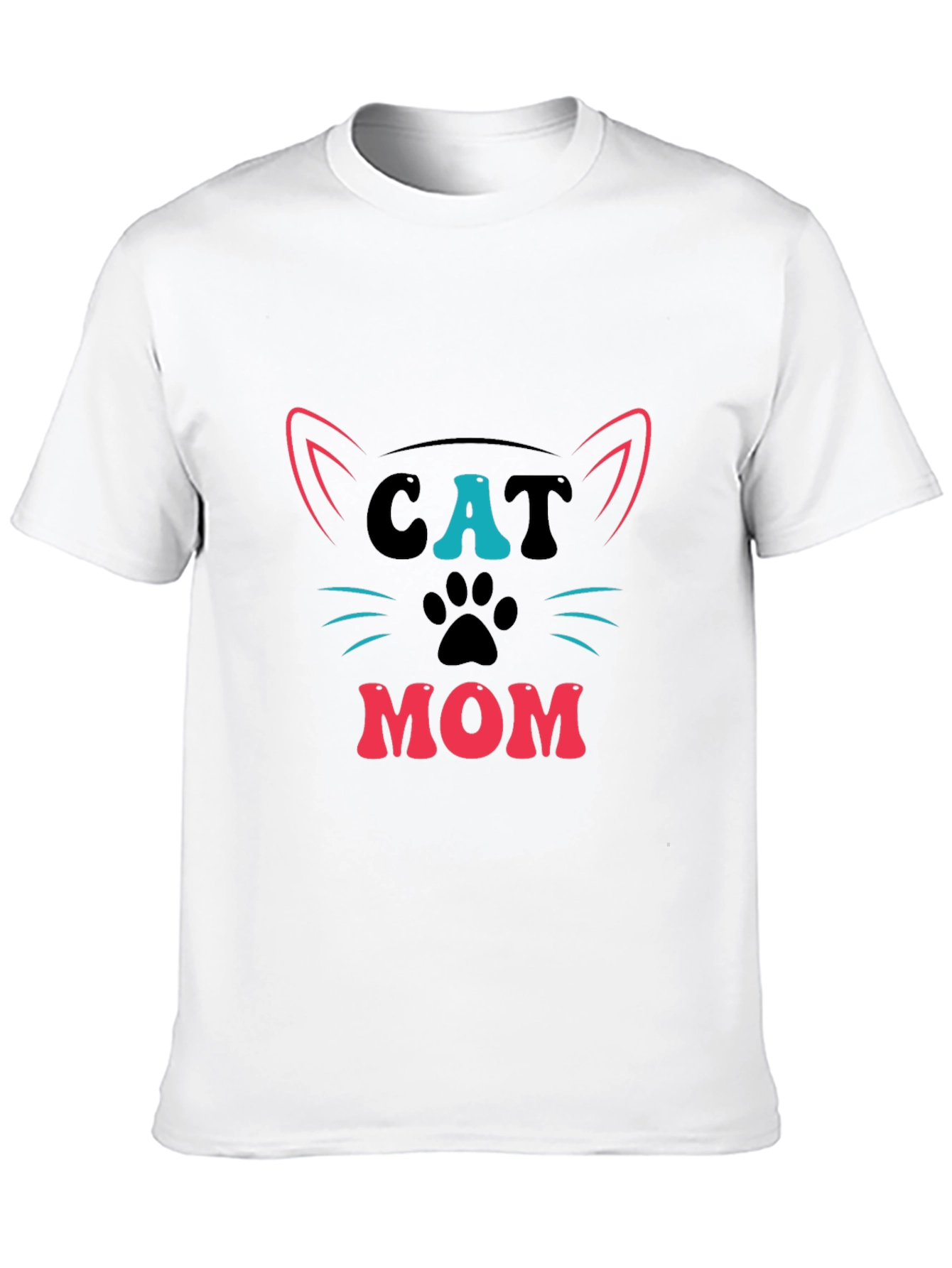 Cat Mom Graphic Tee - Black Cotton T-Shirt
