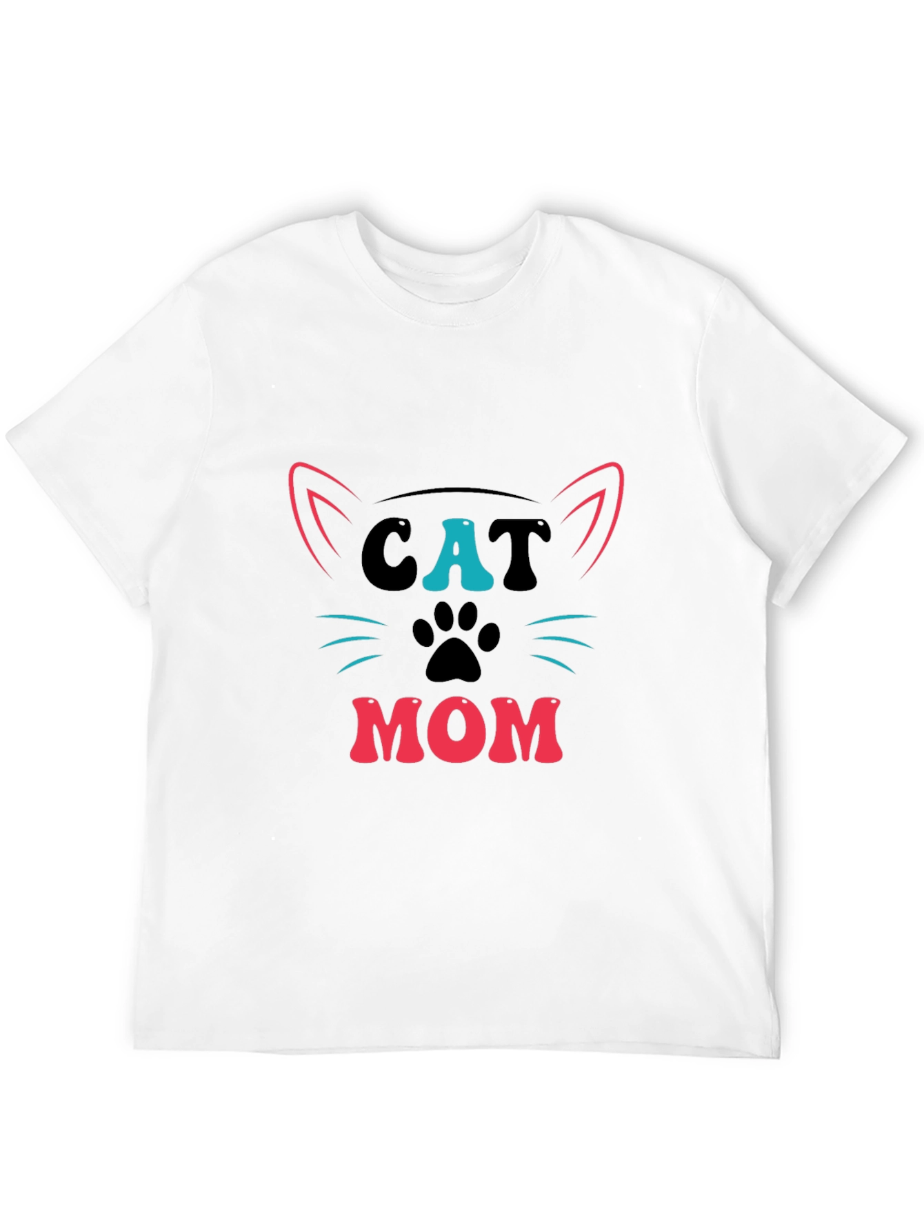 Cat Mom Graphic Tee - Black Cotton T-Shirt