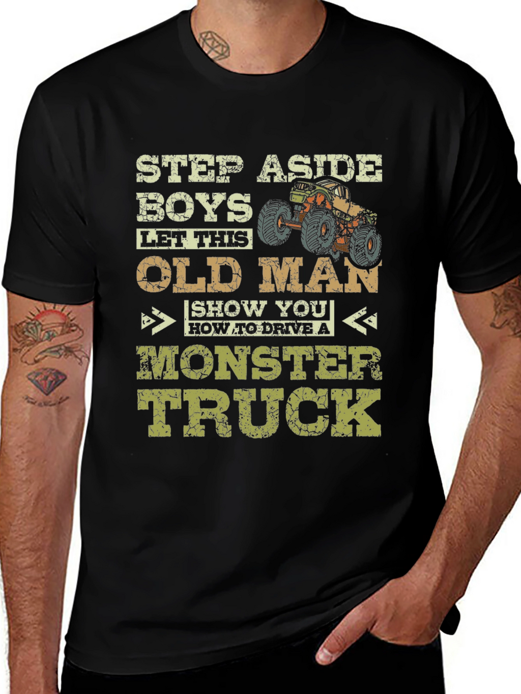 Funny Old Man Monster Truck T-Shirt