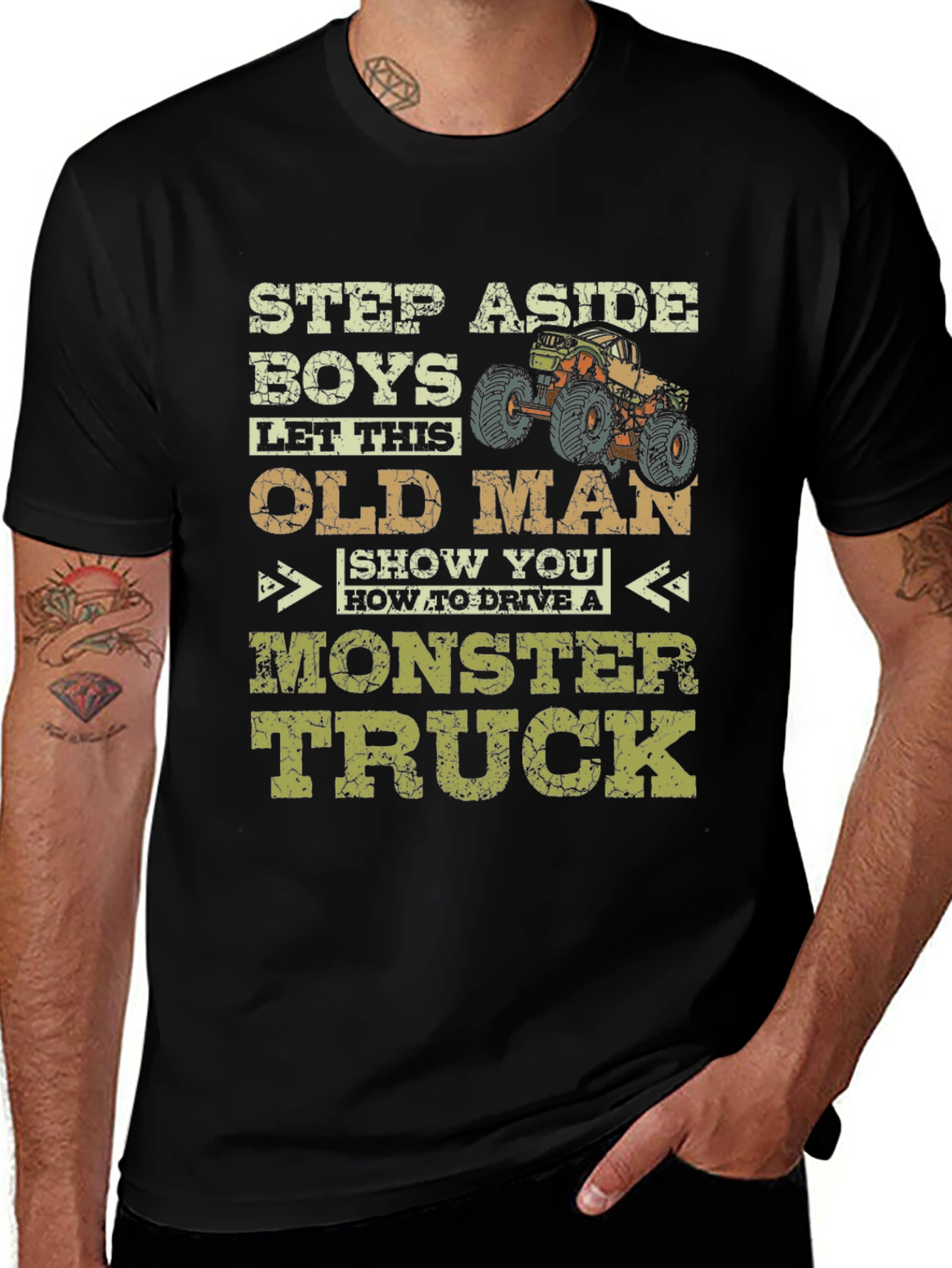 Funny Old Man Monster Truck T-Shirt