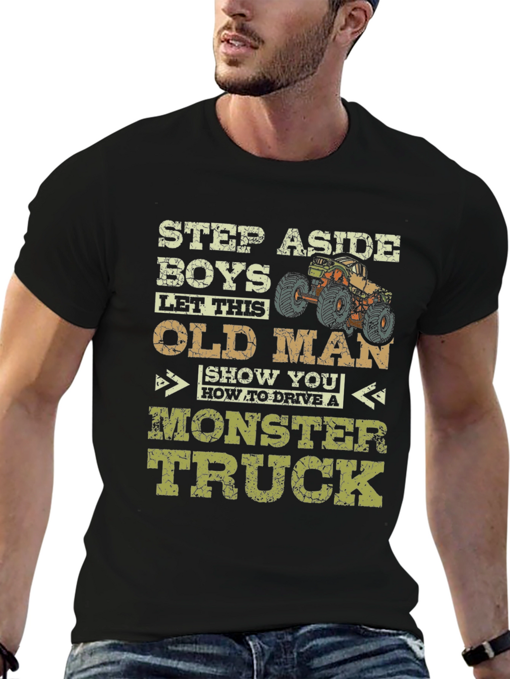 Funny Old Man Monster Truck T-Shirt