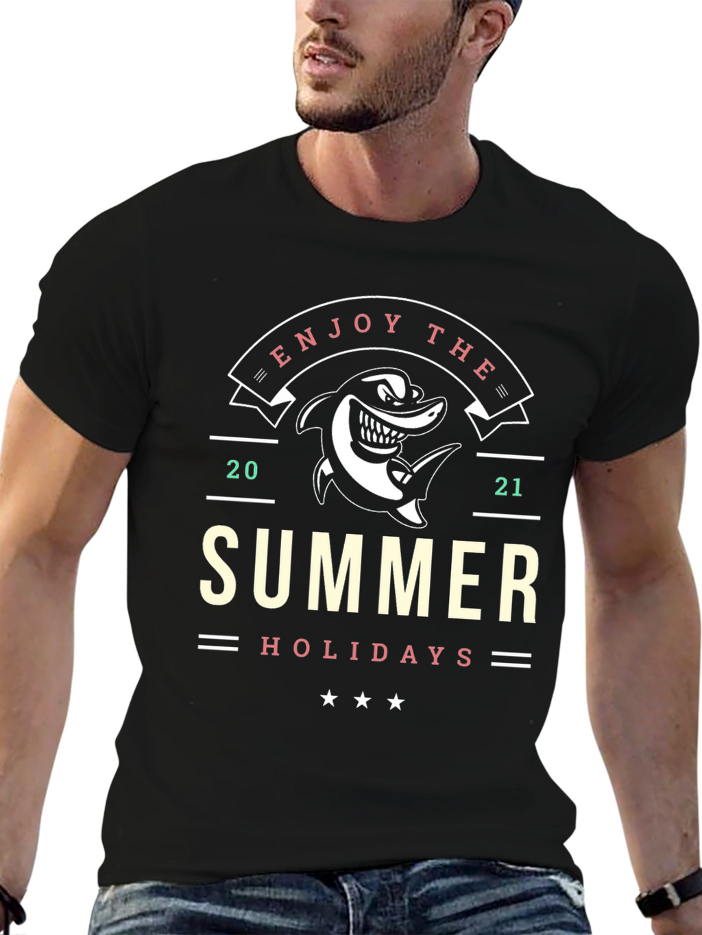 Enjoy the Summer Holidays Black T-Shirt