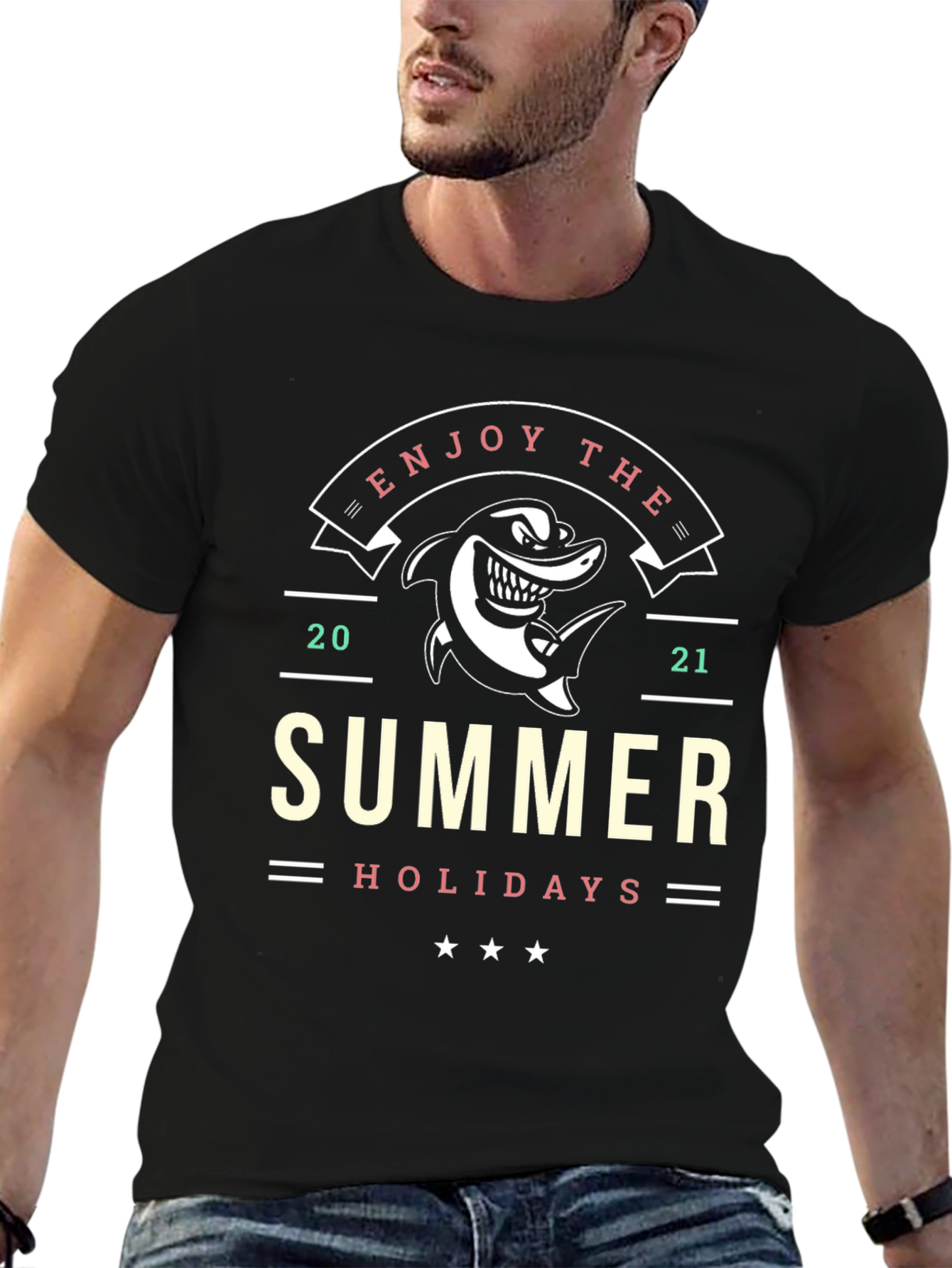 Enjoy the Summer Holidays Black T-Shirt