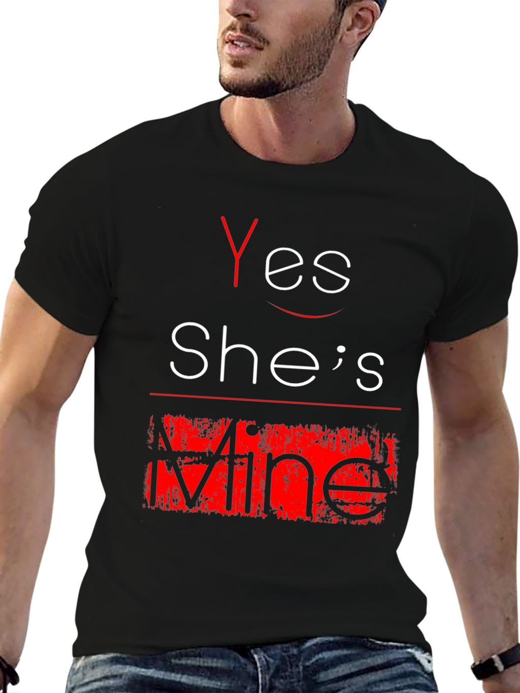 Yes Shes Mine Funny Graphic Tee - Black T-Shirt
