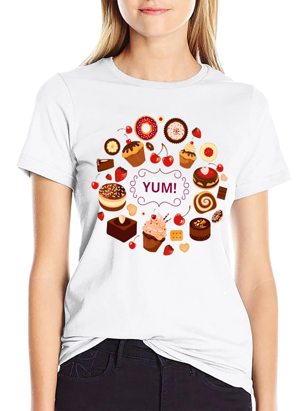 Sweet Treats Black T-Shirt - Yum!