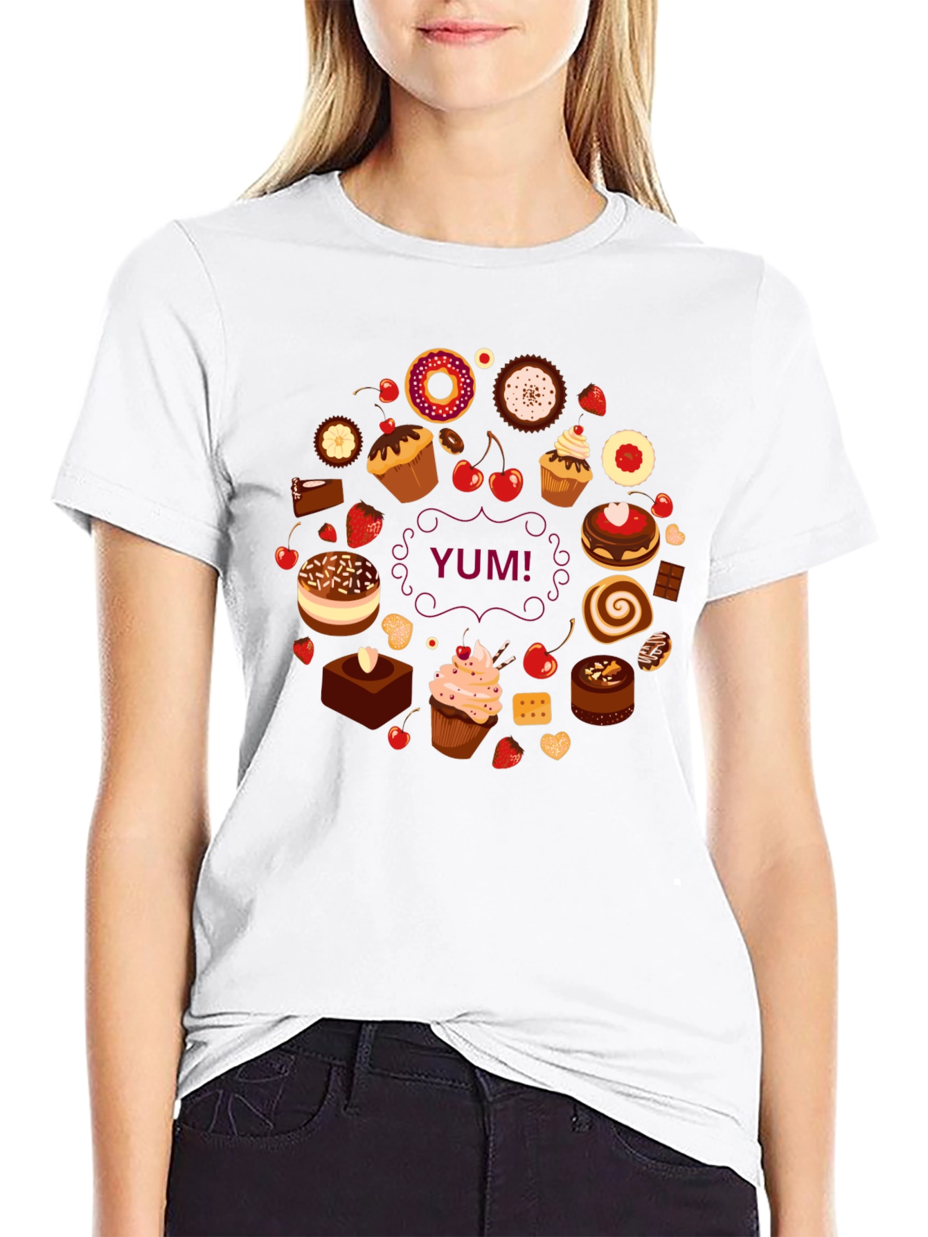 Sweet Treats Black T-Shirt - Yum!