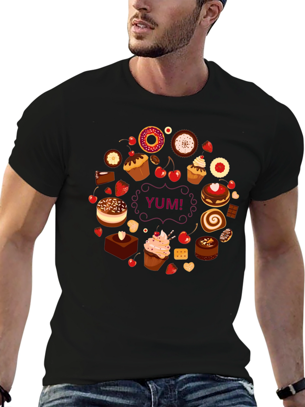 Sweet Treats Black T-Shirt - Yum!