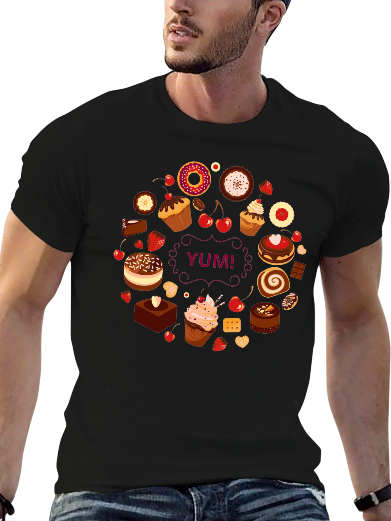Sweet Treats Black T-Shirt - Yum!