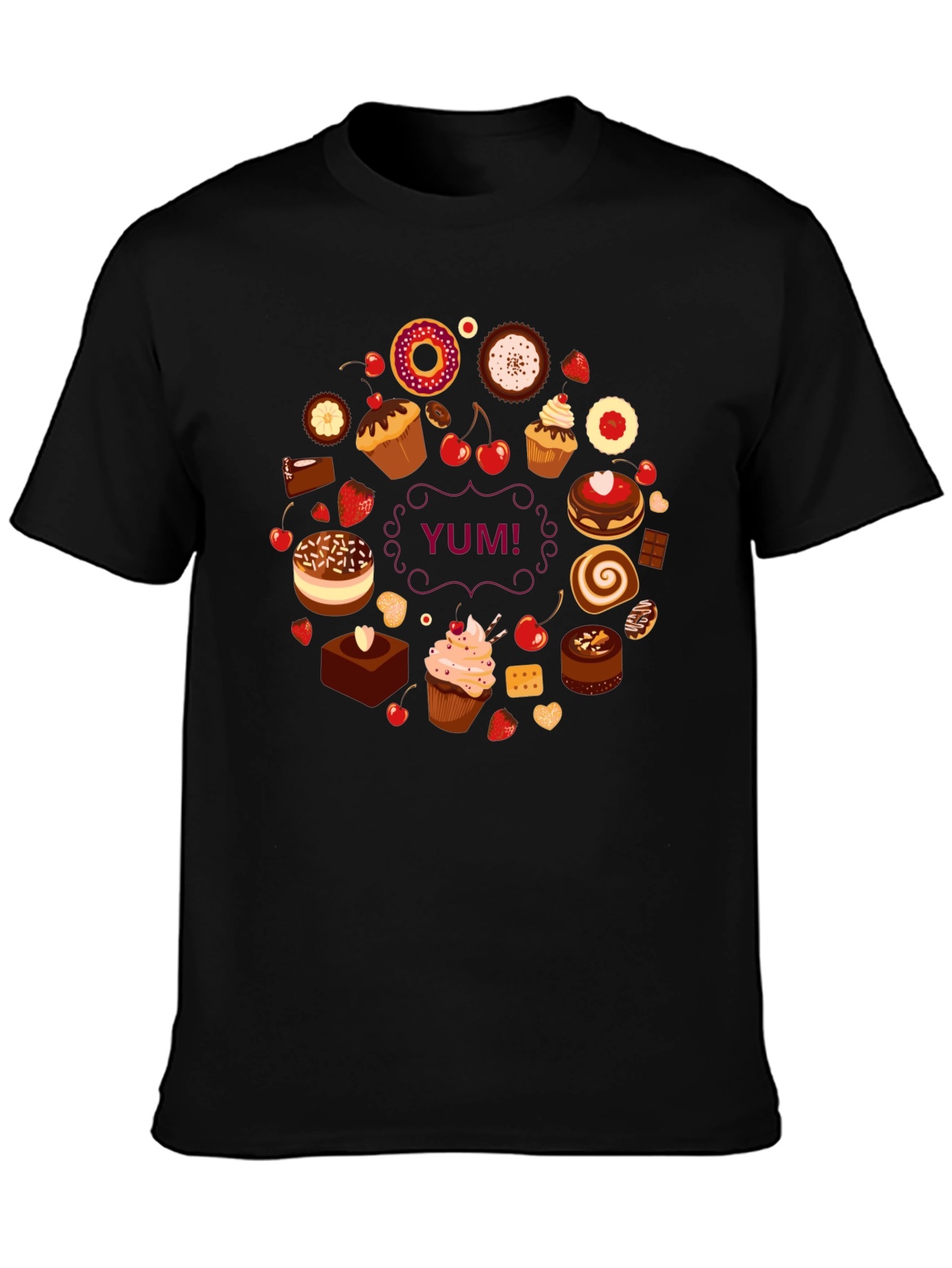 Sweet Treats Black T-Shirt - Yum!