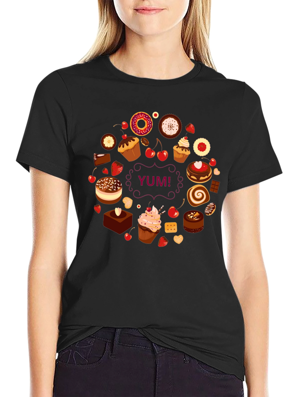 Sweet Treats Black T-Shirt - Yum!