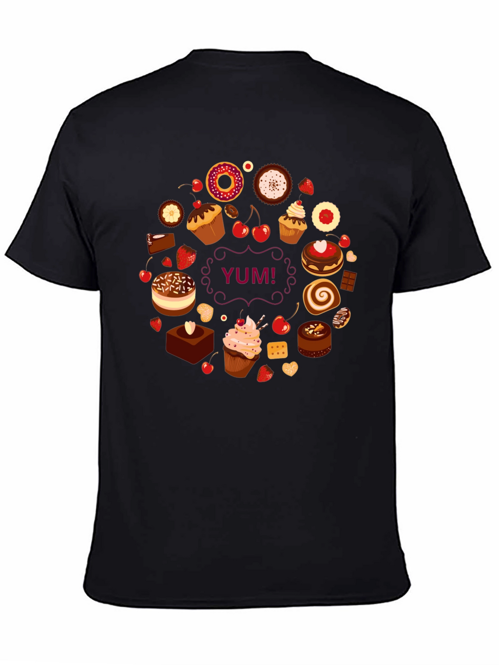 Sweet Treats Black T-Shirt - Yum!