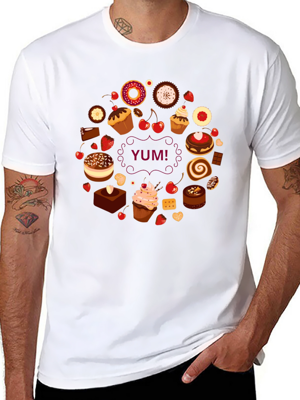 Sweet Treats Black T-Shirt - Yum!
