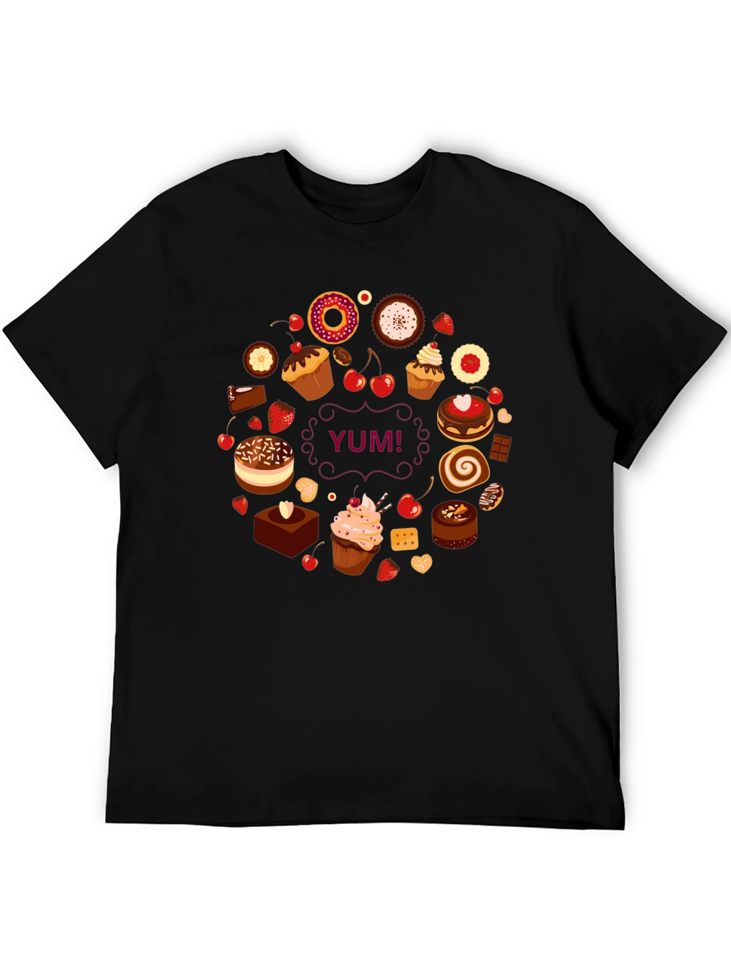 Sweet Treats Black T-Shirt - Yum!
