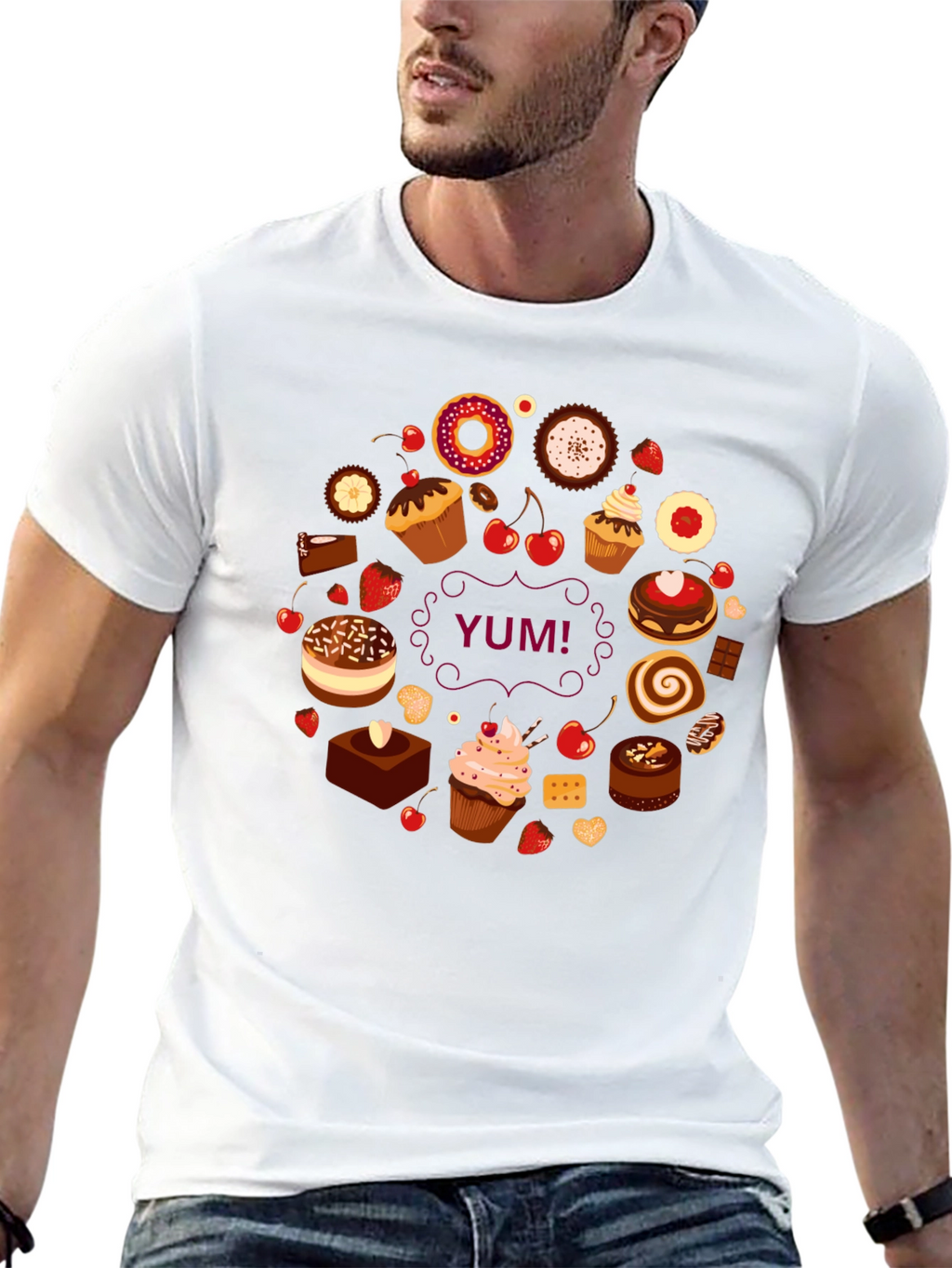 Sweet Treats Black T-Shirt - Yum!