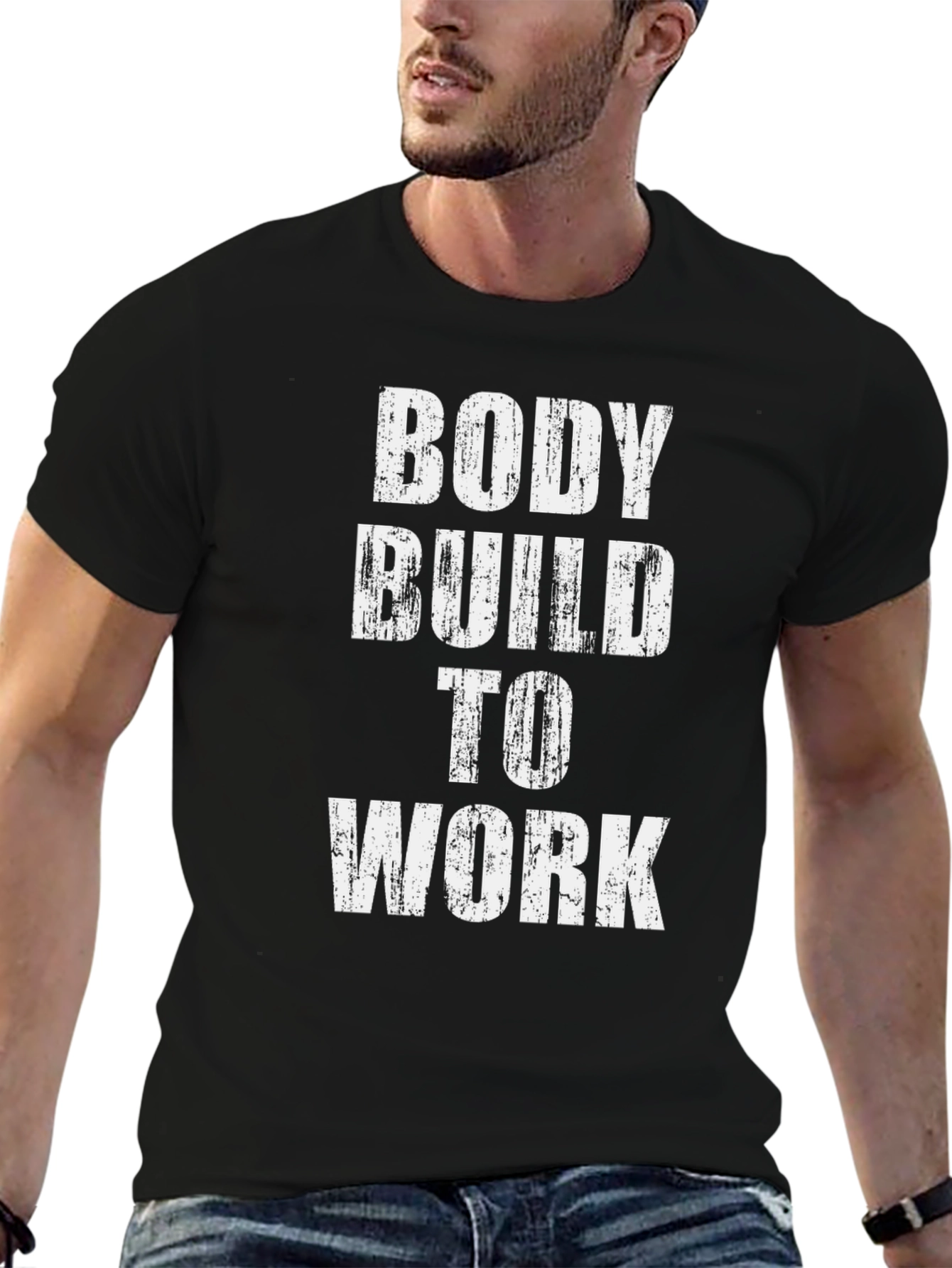 Bodybuild To Work Graphic Tee - Black Cotton T-Shirt