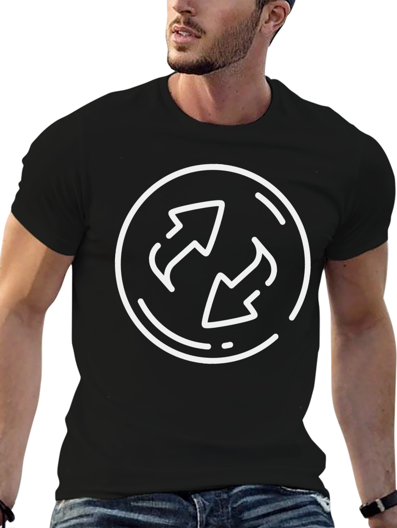 Circular Arrows Graphic Tee - Soft Cotton Black T-Shirt