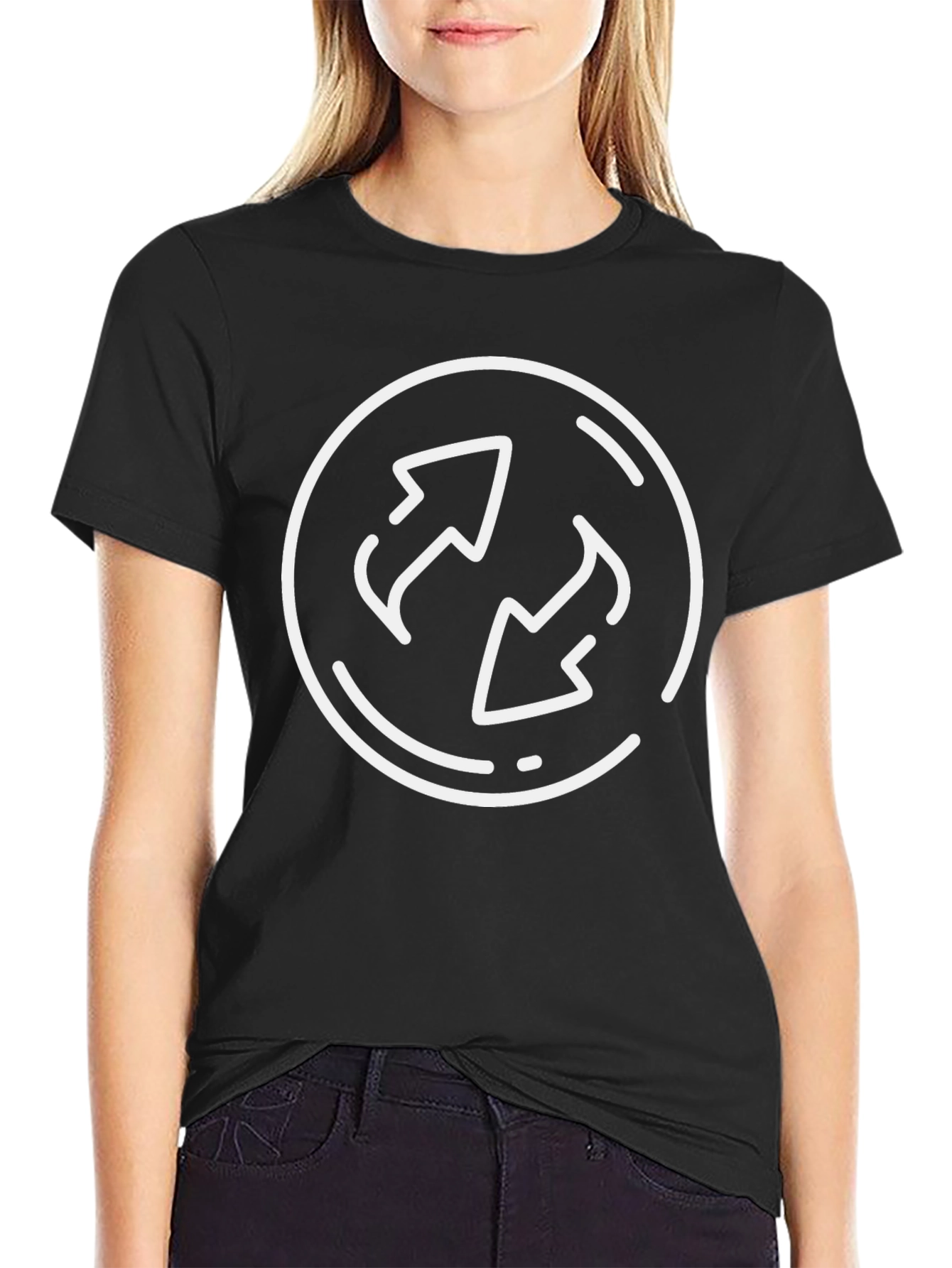 Circular Arrows Graphic Tee - Soft Cotton Black T-Shirt