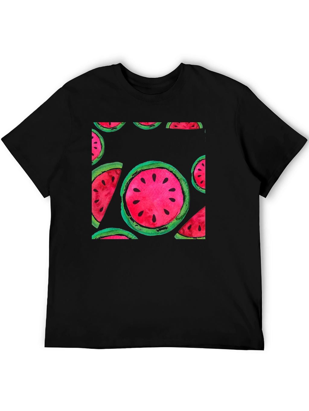 Watermelon Print Black T-Shirt