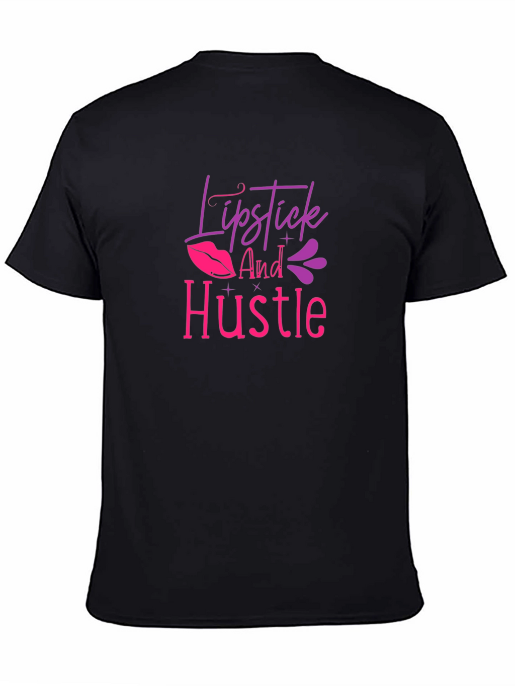 Lipstick and Hustle Graphic T-Shirt - Black