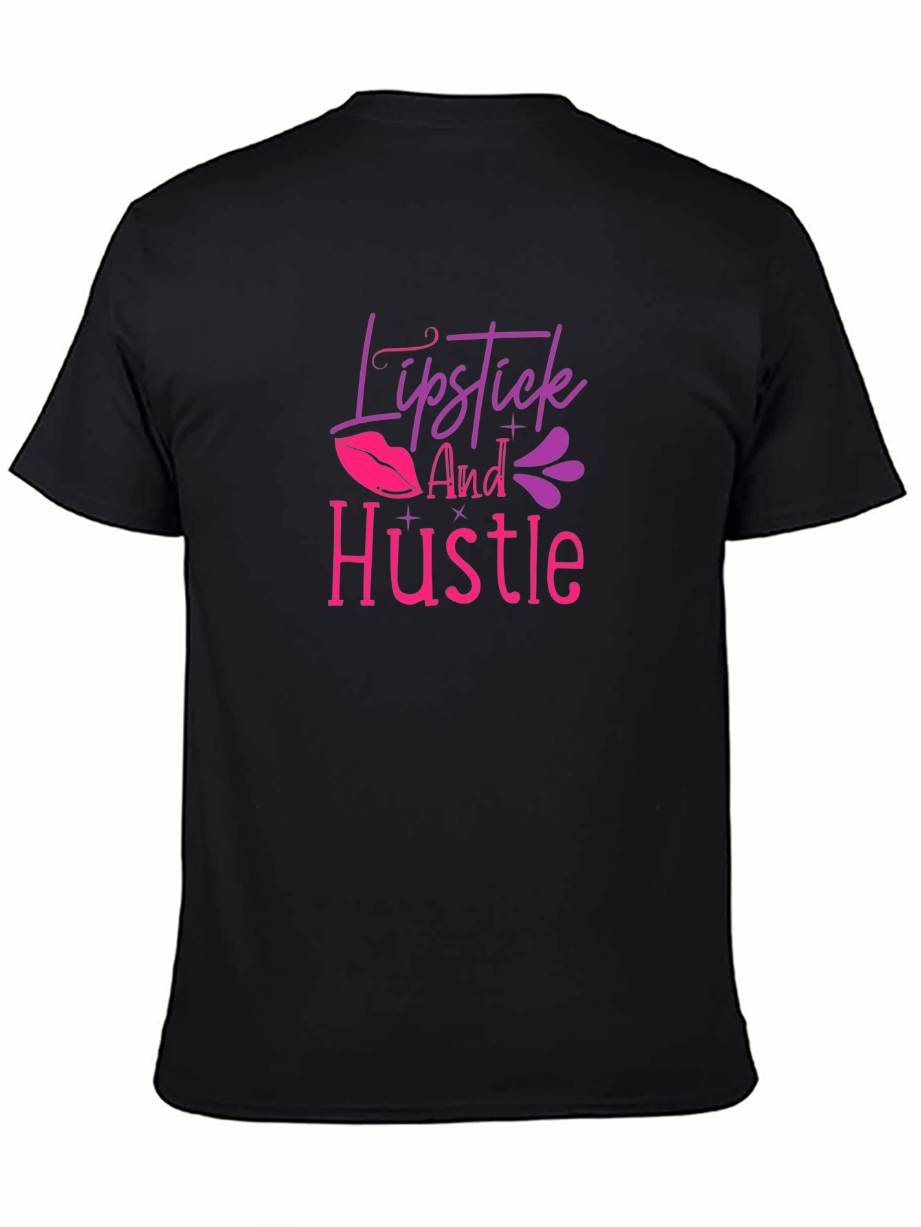 Lipstick and Hustle Graphic T-Shirt - Black