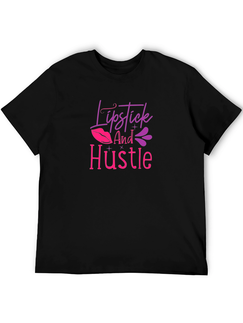 Lipstick and Hustle Graphic T-Shirt - Black