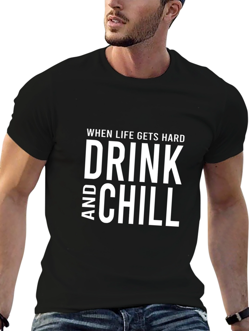 Drink and Chill Black Tee Shirt