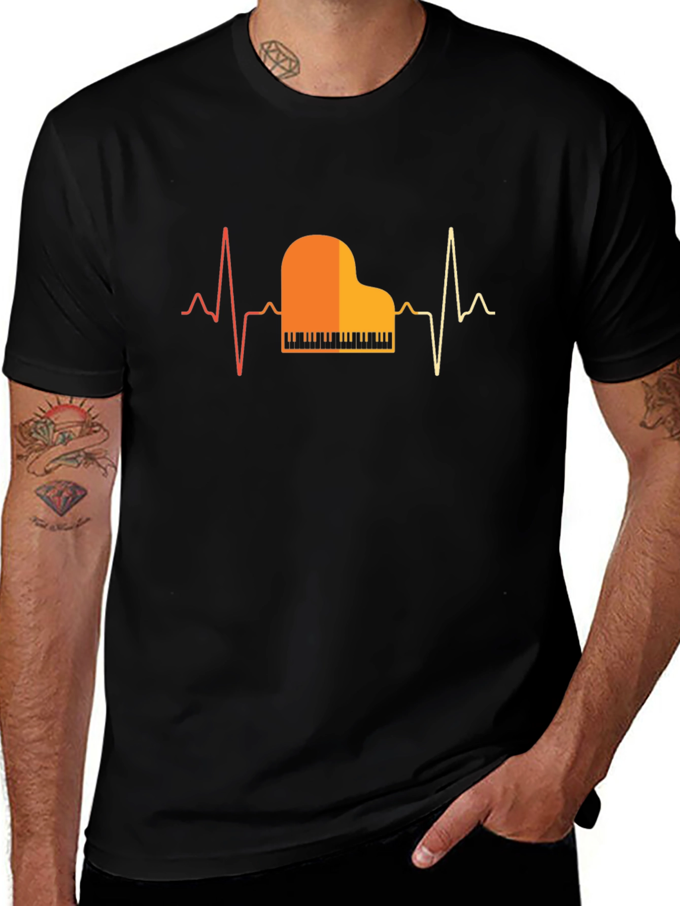 Piano Heartbeat Graphic Tee - Musician T-Shirt