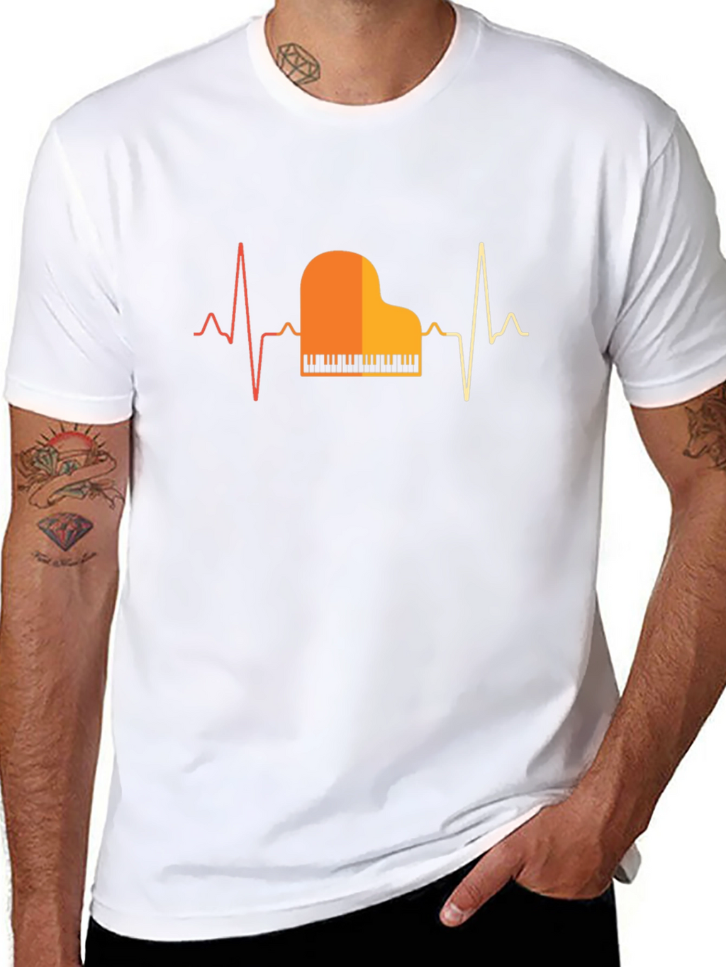 Piano Heartbeat Graphic Tee - Musician T-Shirt