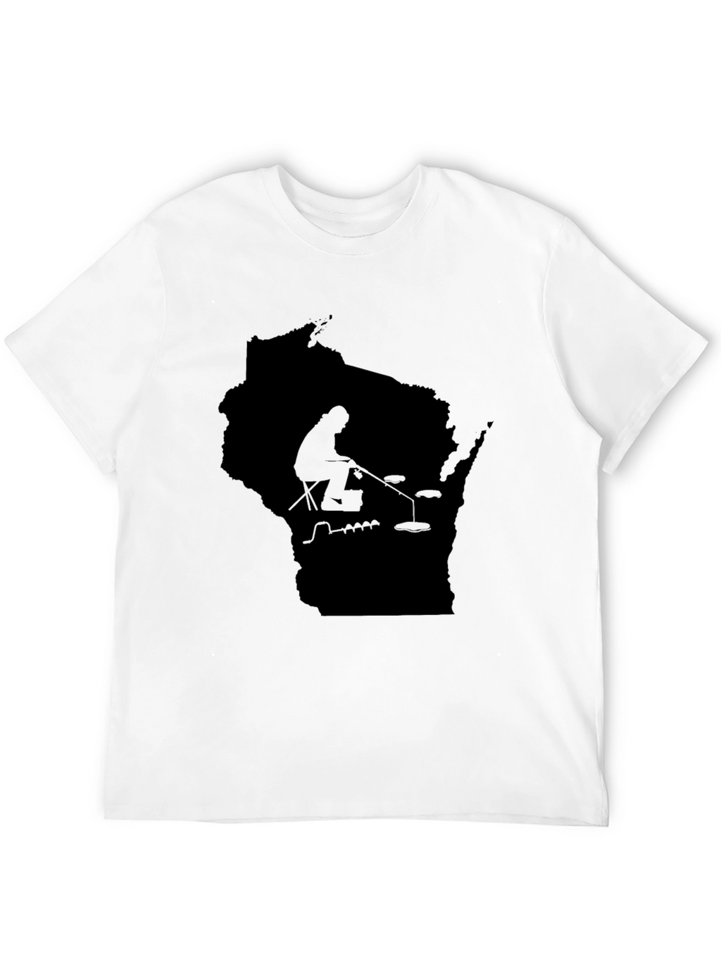 Wisconsin Fishing Silhouette Tee - Black